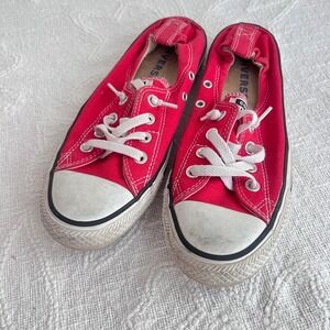 Converse Shoreline Slip On Sneaker Womens 8 Red Canvas Chuck Taylor Low Top